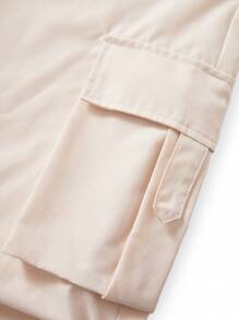 Casual Utility Woven Pants For Teen Boys, Streetwear Outdoor Style Suitable For Cool Boys - Apricot - View 3