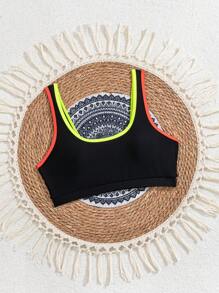 SHEIN Swim Áo bikini thể thao đi biển cho nữ có viền tương phản - Nhiều màu - Xem 3