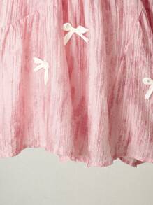 Abito casual da ragazza con collo rotondo, senza maniche, decorato con fiocchi - Rosa - Visualizzare 4