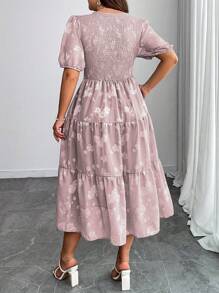 SHEIN Clasi Plus Size Short Sleeve Simple & Fashionable Dress, Suitable For Summer - Pink - View 2