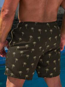 Manfinity VDAYZ Men's Random Printed Simple Daily Beach Shorts Milk Silk Lining - Multicolor - View 2