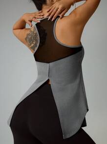 Easithlete Slim Fit Cross Back Breathable Sports T-Shirt & Tank Top, Minimalist & Fashion, Suitable For Summer Women Athletic Dress - Grey - View 4