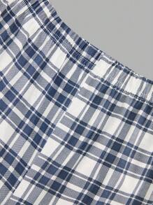 RueChic Set da uomo loungewear a 3 pezzi (maglietta, pantaloncini e pantaloni) stampato con motivo a plaid in cotone