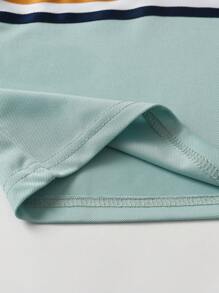 SHEIN 2 件套男童条纹短袖 Polo 衫和裤子 - 薄荷綠 - 查看 5