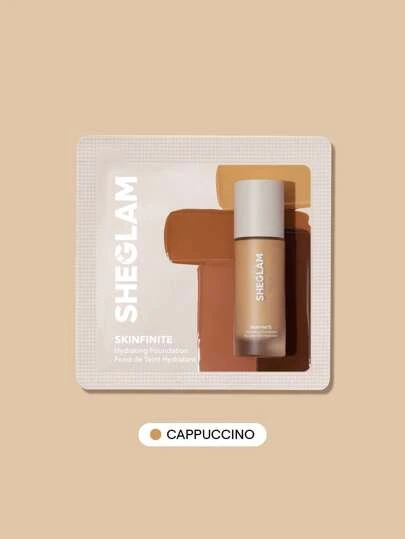 SHEGLAM Skinfinite Hydrating Foundation Sample-Cappuccino Flawless Dewy Foundation Hydrating Coverage Invisible Pore Concealer Poreless Non Greasy LäTtvikts Naturlig Mjuk Flytande Foundation MäRke SköNhet Smink Kosmetika FöR Kvinnor Och Flickor Perfekt FöR Vinter VåR Idealisk FöR Y2K Elegant Mode Passande FöR FöDelsedag GåVa Fest Klar BäSt FäRg