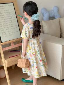 Dazy Kids 少女碎花圆领睡裙，夏季假期复活节 - 彩色 - 查看 3