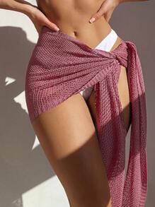 Swim Lushoire Women's Solid Color Casual Cover Up, Fashionable For Summer - Rose Red - View 5