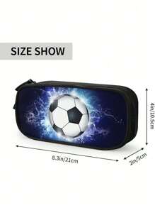 1pc Sports-Themed Pencil Case With Soccer Balls Pattern, 3D Football Print, Football Boy Pencil Case,Large Capacity Pencil Box Storage Pen Bag With Zippers, Soccer Pencil Pouch Stationery Case For Boys Girls Back To School,Multi-Functional Use - Black - View 5