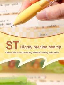 SHEIN 4/6pcs Cute Push-Button Ballpoint Pen, 0.5mm Tip, Smudge-Proof, Smooth Writing, Comfortable Grip, Suitable For Exams, Office Use, Signature, Carbon Ink