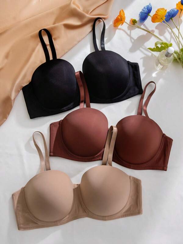 Shein Underwear&Sleepwear Basics 3pcs/Set Plus Size Wire-Free Bras