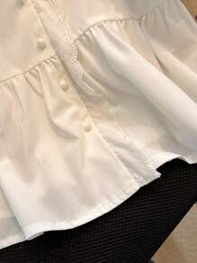 Chiquease Women's Simple Solid Color Puff Sleeve Elegant Blouse - White - View 6