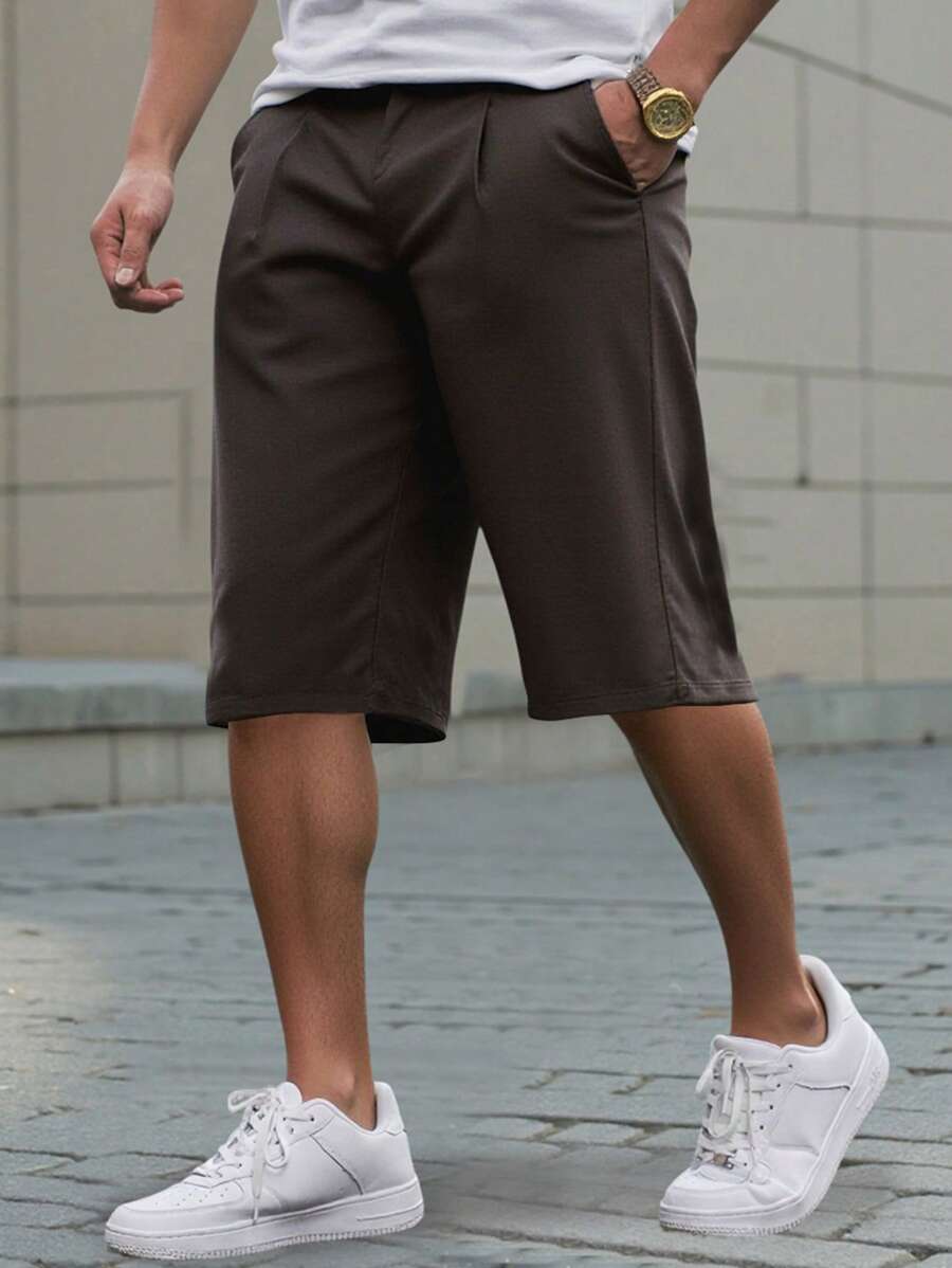 Manfinity Homme Shorts casuales y versátiles de unicolor para hombre - Negro - Ver 1
