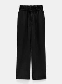 Maija 2025 Spring/Summer New Arrival Casual High-Waisted Pleated Black Comfortable Women's Pants, Suitable For Music Festivals, Beach Trips, Everyday Casual, Romantic City Vacation, Suitable For Outings, Gatherings, Weddings, Guests, Vintage Style, Graduation Season