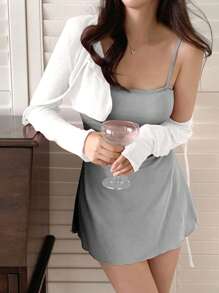 DAZY 2pcs Ladies Jacket & Dress Set, For Spring Summer Autumn,Casual Women Dresses - Grey - View 5