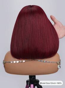 Peluca de cabello humano con frente de encaje transparente color borgoña, 180% de densidad, rojo 99J, cabello liso, frontal de encaje 13x4, para mujeres, estilo bob corto