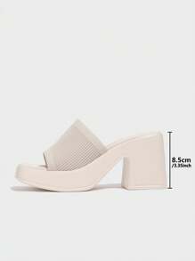 CUCCOO BASICS Women's Thick Heels Wedge Platform Open Toe Casual Sandals, Breathable Sexy Summer Slip-On High Heel Mules, Apricot Color