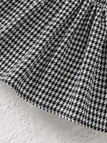 SHEIN Elladie kids 2 件套女孩优雅时尚百搭淑女荷叶边吊带背心上衣 + 千鸟格裙