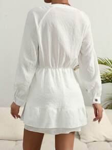 INAWLY Women Plus Size Solid Color Short Casual Dress