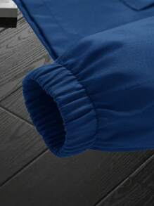 Manfinity Homme Men Light Grey Fabric Hooded Long Sleeve Outdoor Jacket For Sports And Outdoor Activities,Tech Wear Jacket, Fall - Blue - View 6