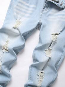Manfinity LEGND Men's Casual Distressed Pocket Skinny Jeans - Light Wash - View 6