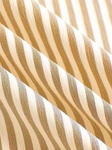 SHEIN EZwear 大码夏季休闲条纹褶饰抹胸连衣裙 - 黃色 - 查看 3