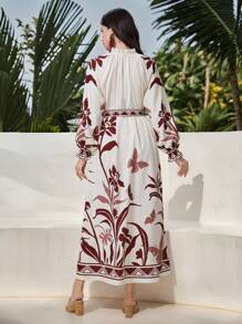 Mulvari Casual & Holiday Style Plant Printed Dress For Women
