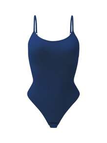 Snug Zone 1 pieza Camiseta sin costuras casual de mujer de unicolor - Azul Marino - Ver 6