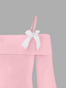 Elladie kids 新款长袖吊带背心，露肩设计，蝴蝶结设计，适合青春期女孩，现已上市。舒适、时尚、优雅、甜美、可爱、活泼、独特，是盛装打扮的必备单品。