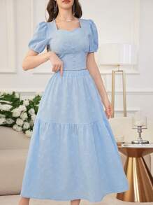 Modelyn 女士两件套：法式泡泡袖短款衬衫和 A 字迷你裙，减龄，春夏