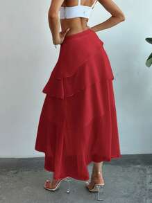 Firerie Layered Ruffle Hem Elegant Skirt