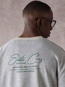 SUMWON Santa Cruz 标志印花运动休闲套装超大 T 恤搭配低裆短裤夏季休闲两件套街头运动套装 - 灰色 - 查看 6