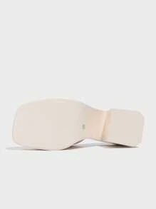 CUCCOO BASICS Women's Thick Heels Wedge Platform Open Toe Casual Sandals, Breathable Sexy Summer Slip-On High Heel Mules, Apricot Color