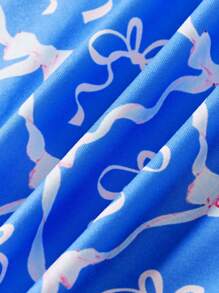 牛奶丝印花荷叶边女童睡衣 - 藍色 - 查看 3