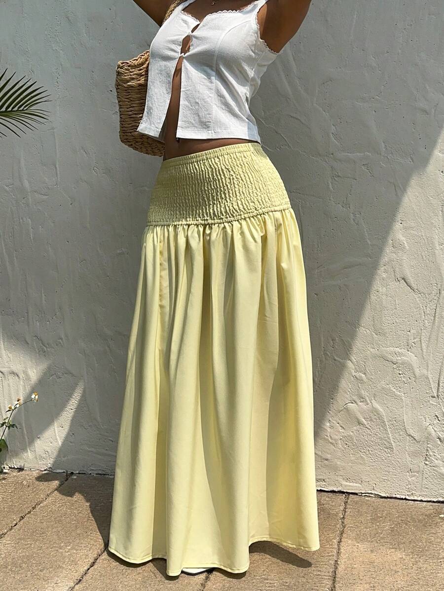 SHEIN EZwear Women's Leisure Knotted Waist Skirt - Yellow - View 1