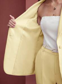 MOTF PREMIUM BLAZER DE BOTÃO ÚNICO COM ESTAMPA LISTRADA