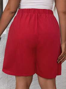 EMERY ROSE Plus Size Solid Color High Waist Casual Shorts Mother Day Summer Simple & Fashionable