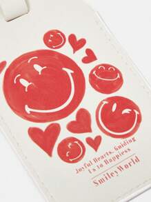 SmileyWorld® | SHEIN Fashionable Cartoon Smiling Face & Heart Pattern Luggage Tag, Suitable For Travel - Beige - View 4