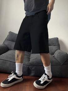 Claim Dot Herren lässige, weite Jeans-Shorts mit Taschen