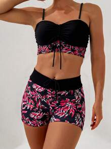 Swim Lushoire Printed Bikini Set, Random Minimalist Fashion Design, Suitable For Summer - Multicolor - View 3