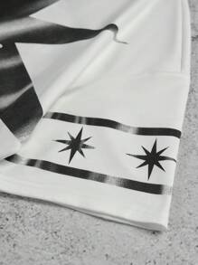 Manfinity EMRG Men's Casual Faux Suede Star Print Color Block T-Shirt, Summer  , Graphic Tops , T Shirts Graphic , Men Tops Graphic - White - View 3