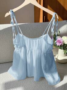 Comfortcana Women's Summer Chest Ruffle Bohemian Vacation Camisole - Blue - View 2