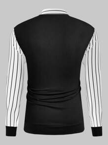 Manfinity VCAY Herren Strick Polo-Shirt in lockerer Passform mit Patchwork, Junge & Alltags Mode - Schwarz und Weiss - Übersicht 2