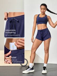 GLOWMODE Shorts de course avec sous-vêtement intégré, conçus pour la vitesse, respirants, à séchage rapide, avec dos en maille et poches, pour le jogging, l'entraînement et les activités gymniques