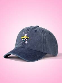 THE POWERPUFF GIRLS X SHEIN Șapcă de baseball spălată la modă imprimată cu bule