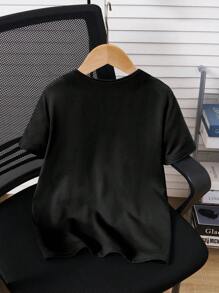 Tween-Jungen Kurzärmliges T-Shirt mit Rundhalsausschnitt und Charakter-Print - Schwarz - Übersicht 2
