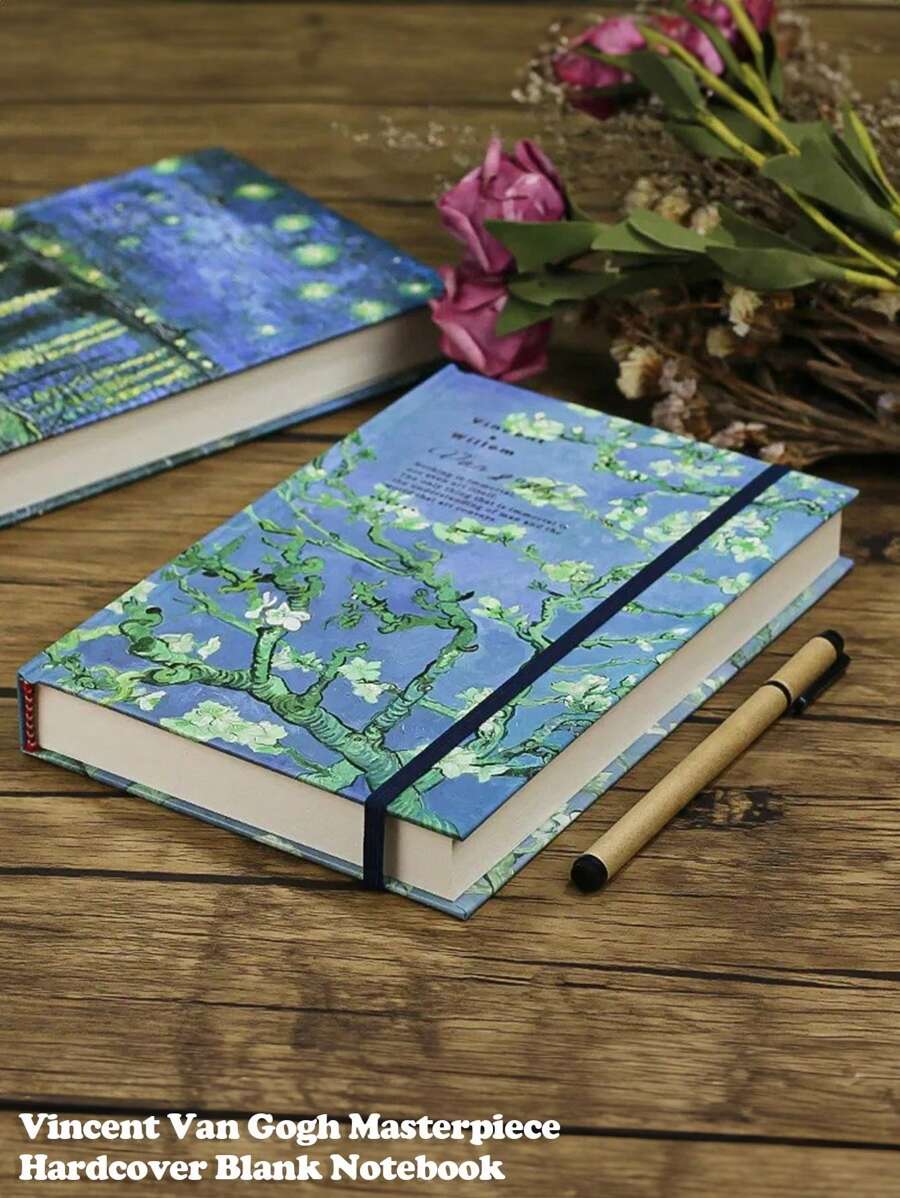 SHEIN Vincent Van Gogh Masterpieces Hardcover Blank Notebook - 192 Pages Premium 130gsm Paper, A5 Size (8.6"X5.7") - Elegant Vintage Style Journal For Notetaking, Sketching, Writing And Office Use - 4 Classic Drawing Covers To Choose From - Perfect For Students, Artists, Professionals And Writers - Suitable For School, Office, Travel And Personal Journal - Multicolor - View 1