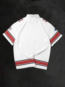 Manfinity EMRG Polo a maniche corte da uomo casual di Manfinity Streetrush con stampa numerica, streetwear, colore nero, adatta per la scuola o come regalo per il fidanzato
