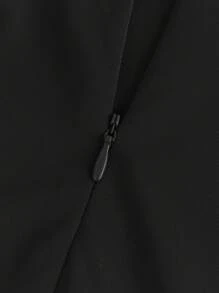 SHEIN 青少年女孩合身休闲短袖立领泡泡袖连衣裙（含短裤） - 黑色 - 查看 6
