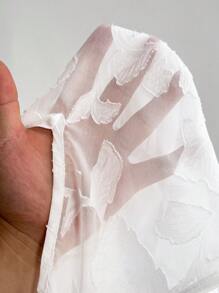 Maweii 大码女式面料剪裁上衣和多层荷叶边裙两件套，节日优雅 - 白色 - 查看 7