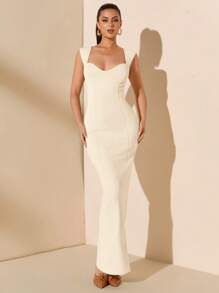 SHEIN BAE Sommer Strand Urlaub einfarbiges Makronen Pastellgelb gestricktes super langes schlankes Hochzeitskleid Brautjungfernkleid Datumskleider Partykleider Schuluniform Saisonkleider Urlaubskleider Geburtstagskleid Abendparty Reisekleider Sommeroutfits für Frauen/Frühlingskleidung/Valentinstag Outfit/Karneval/Strandurlaub Outfits